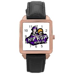 Real Hip Hop Never Die Rose Gold Leather Watch  by Valentinaart