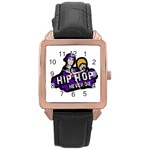 Real Hip Hop never die Rose Gold Leather Watch  Front