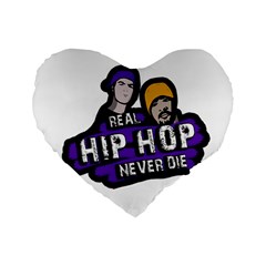 Real Hip Hop Never Die Standard 16  Premium Flano Heart Shape Cushions by Valentinaart