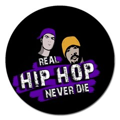 Real Hip Hop Never Die Magnet 5  (round) by Valentinaart