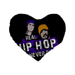 Real Hip Hop Never Die Standard 16  Premium Heart Shape Cushions by Valentinaart