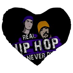 Real Hip Hop Never Die Large 19  Premium Heart Shape Cushions by Valentinaart