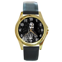 Attila The Hun Round Gold Metal Watch by Valentinaart