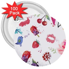 Hand Painted Summer Background  3  Buttons (100 Pack)  by TastefulDesigns