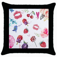 Hand Painted Summer Background  Throw Pillow Case (black) by TastefulDesigns