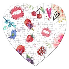 Hand Painted Summer Background  Jigsaw Puzzle (heart) by TastefulDesigns