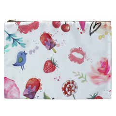 Hand Painted Summer Background  Cosmetic Bag (xxl)  by TastefulDesigns