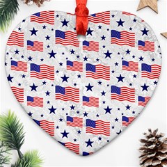 Flag Of The Usa Pattern Ornament (heart) by EDDArt