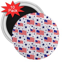 Flag Of The Usa Pattern 3  Magnets (10 Pack)  by EDDArt