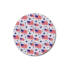 Flag Of The Usa Pattern Rubber Coaster (round)  by EDDArt