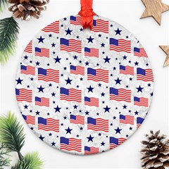 Flag Of The Usa Pattern Round Ornament (two Sides) by EDDArt