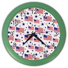 Flag Of The Usa Pattern Color Wall Clocks by EDDArt