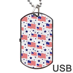 Flag Of The Usa Pattern Dog Tag Usb Flash (two Sides) by EDDArt