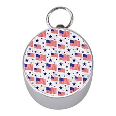 Flag Of The Usa Pattern Mini Silver Compasses by EDDArt