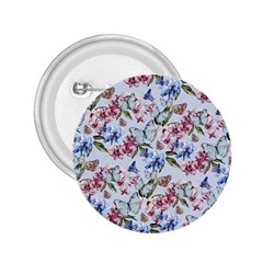 Watercolor Flowers Butterflies Pattern Blue Red 2 25  Buttons by EDDArt