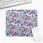 Watercolor Flowers Butterflies Pattern Blue Red Large Mousepads Front