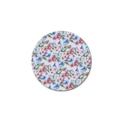 Watercolor Flowers Butterflies Pattern Blue Red Golf Ball Marker by EDDArt