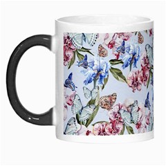 Watercolor Flowers Butterflies Pattern Blue Red Morph Mugs by EDDArt