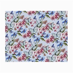 Watercolor Flowers Butterflies Pattern Blue Red Small Glasses Cloth by EDDArt