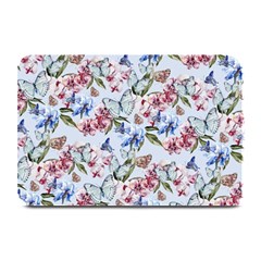 Watercolor Flowers Butterflies Pattern Blue Red Plate Mats by EDDArt