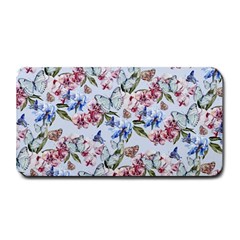 Watercolor Flowers Butterflies Pattern Blue Red Medium Bar Mats by EDDArt