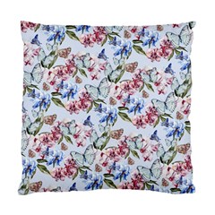 Watercolor Flowers Butterflies Pattern Blue Red Standard Cushion Case (one Side) by EDDArt