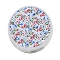 Watercolor Flowers Butterflies Pattern Blue Red 4-port Usb Hub (two Sides)  by EDDArt