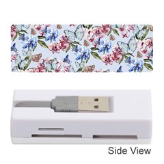 Watercolor Flowers Butterflies Pattern Blue Red Memory Card Reader (stick)  by EDDArt