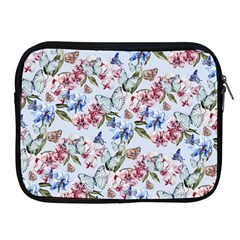 Watercolor Flowers Butterflies Pattern Blue Red Apple Ipad 2/3/4 Zipper Cases by EDDArt