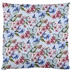 Watercolor Flowers Butterflies Pattern Blue Red Standard Flano Cushion Case (Two Sides) Front