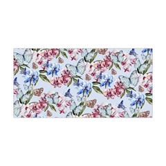 Watercolor Flowers Butterflies Pattern Blue Red Yoga Headband by EDDArt