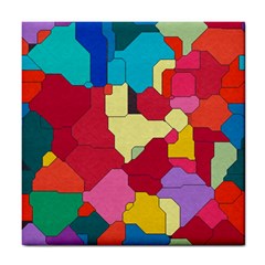 Colorful Leather Pieces             Tile Coaster by LalyLauraFLM