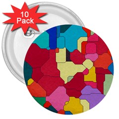 Colorful Leather Pieces             3  Button (10 Pack) by LalyLauraFLM