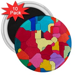 Colorful Leather Pieces             3  Magnet (10 Pack) by LalyLauraFLM