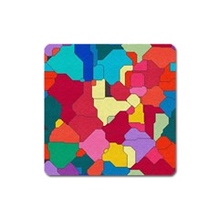 Colorful Leather Pieces             Magnet (square) by LalyLauraFLM