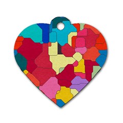 Colorful Leather Pieces             Dog Tag Heart (one Side) by LalyLauraFLM