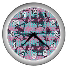 Cracked Tiles             Wall Clock (silver)