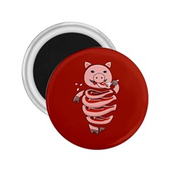 Red Stupid Self Eating Gluttonous Pig 2 25  Magnets by CreaturesStore