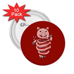 Red Stupid Self Eating Gluttonous Pig 2 25  Buttons (10 Pack)  by CreaturesStore