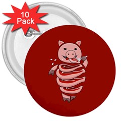 Red Stupid Self Eating Gluttonous Pig 3  Buttons (10 Pack)  by CreaturesStore