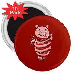 Red Stupid Self Eating Gluttonous Pig 3  Magnets (10 Pack)  by CreaturesStore