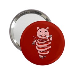 Red Stupid Self Eating Gluttonous Pig 2.25  Handbag Mirrors