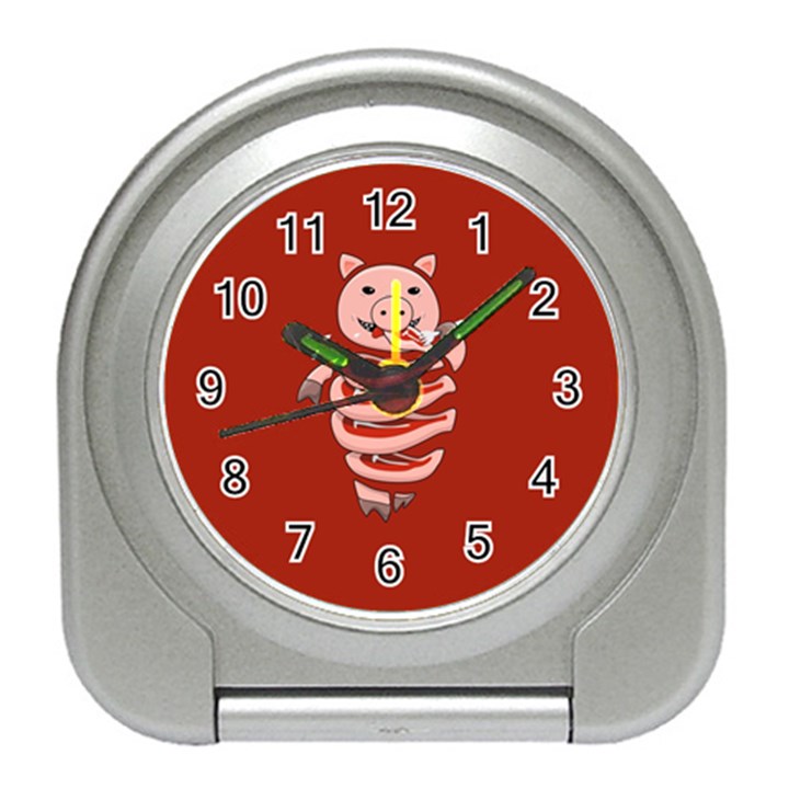 Red Stupid Self Eating Gluttonous Pig Travel Alarm Clocks