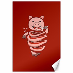 Red Stupid Self Eating Gluttonous Pig Canvas 12  x 18  