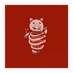 Red Stupid Self Eating Gluttonous Pig Medium Glasses Cloth (2-Side) Front