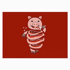 Red Stupid Self Eating Gluttonous Pig Large Glasses Cloth (2-Side)