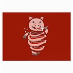 Red Stupid Self Eating Gluttonous Pig Large Glasses Cloth (2-Side) Front