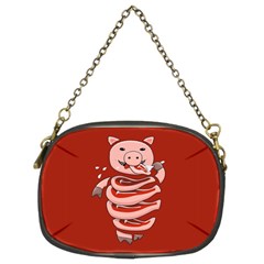 Red Stupid Self Eating Gluttonous Pig Chain Purses (two Sides)  by CreaturesStore