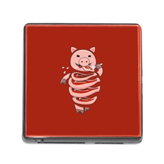 Red Stupid Self Eating Gluttonous Pig Memory Card Reader (square) by CreaturesStore