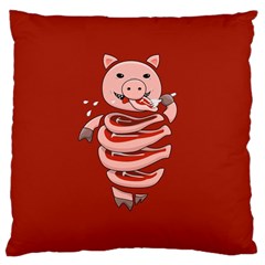 Red Stupid Self Eating Gluttonous Pig Large Cushion Case (One Side)